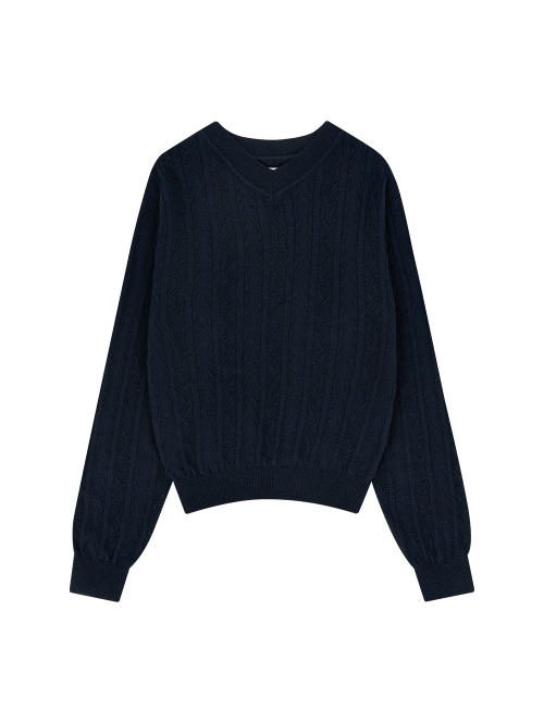 V-NECK SWEATER [NAVY]