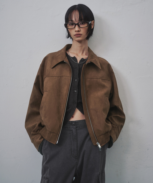 우먼즈 신세틱 스웨이드 블루종 재킷 [브라운]