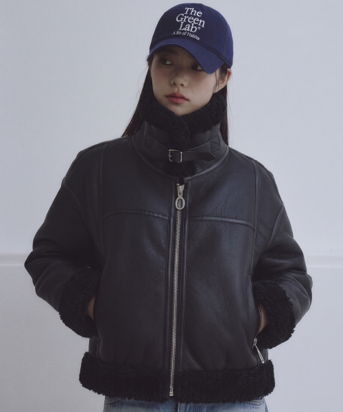 더그린랩 FAUX 퍼 하이넥 무스탕 쟈켓 [올 블랙]