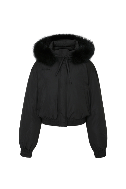 FOX FUR DOWN JACKET black