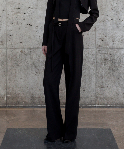 STRAIGHT LEG BELTED TROUSER BLACK