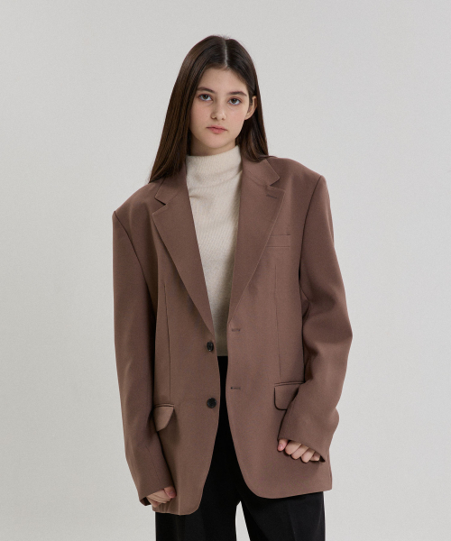 NOTCHED COLLAR BLAZER_BROWN
