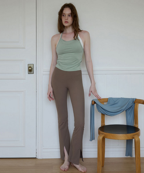 Женский йога-леггинс со слитом Bootcut Beige DEVI-B0079