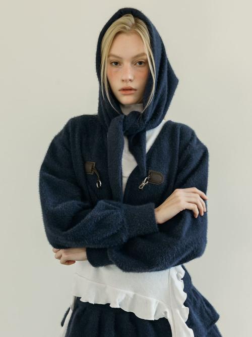 BUCKLE SNOWFLAKE CARDIGAN SET / NAVY