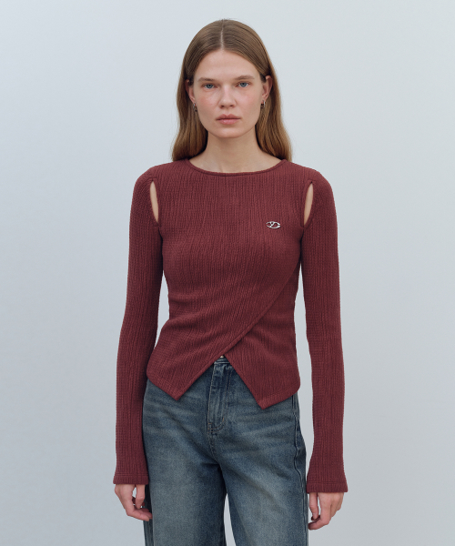 Wrap knit top discount