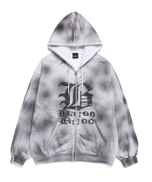 LOGO SPRAY WASHING HOOD ZIP UP [MELANGE GREY]