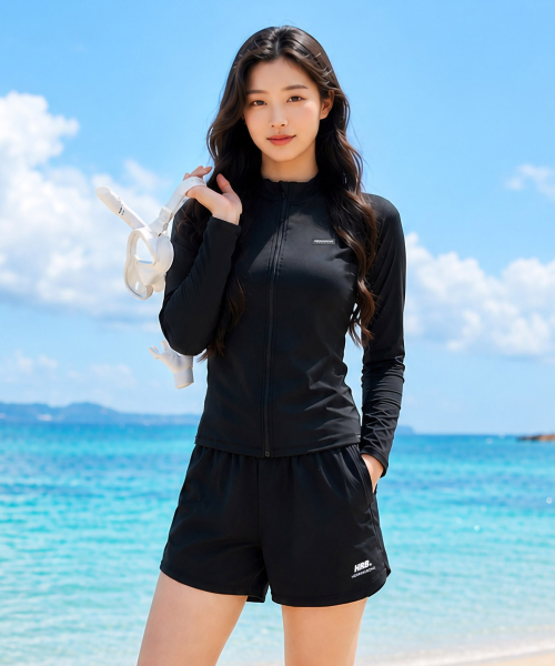 [SET] 여성 액티브 집업 래쉬가드&사이드 트임 스윔팬츠