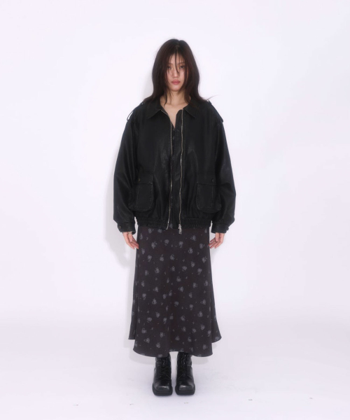 ★韓国人気★Loulouseoul★City Blooming Leather Jacket 루루서울(LOULOUSEOUL) City Blooming Leather Jacket (Black