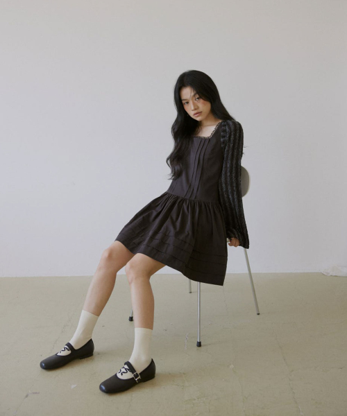 【LOULOUSEOUL】With Cottage Cotton Dress (Black) 루루서울(LOULOUSEOUL) With Cottage Cotton Dress (Black