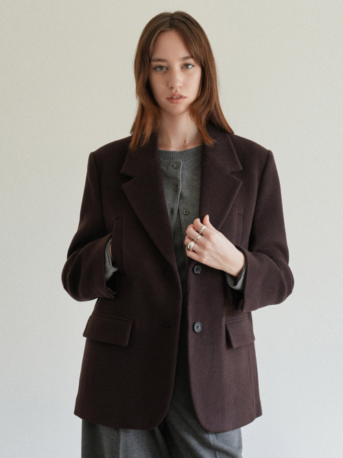 ジャケット on&on Classic Cashmere Wool Jacket NEW4WJA22_1F Jacket in cashmere wool with fox fur collar - Beige - Yves