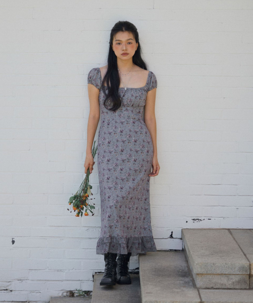【LOULOUSEOUL】Upper East Frill Dress (Charcoal) 루루서울(LOULOUSEOUL) Upper East Frill Dress (Charcoal