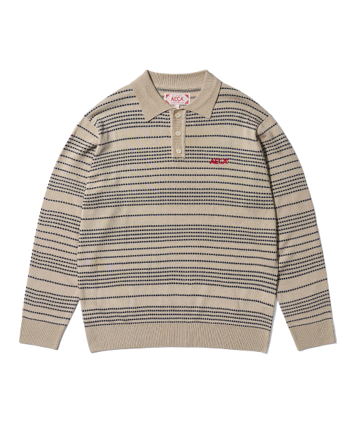 에이카화이트() MULTI STRIPE COLLAR LONG KNIT-NAVY 상품 이미지