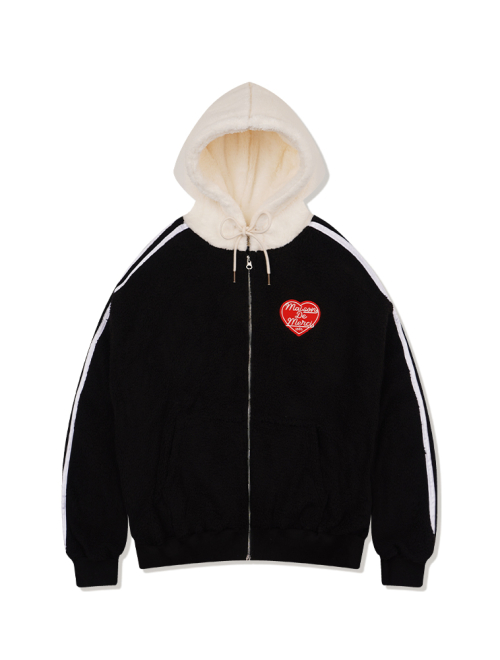 UNISEX Худи на молнии из искусственного меха Black (FCE4ZP657M)