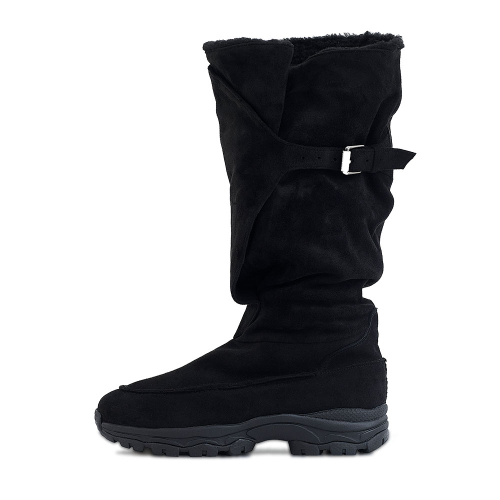 네거티브쓰리 Belted Slouchy Shearling Boots_Black