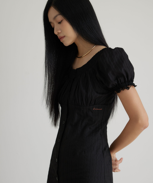 루루서울(LOULOUSEOUL) Black Salt Off Shoulder Dress - 사이즈