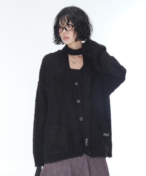 LUCA TIE CARDIGAN / BLACK