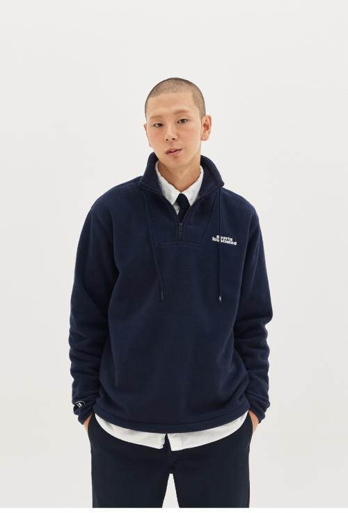 Флисовый свитшот на молнии 1/2 (Navy)