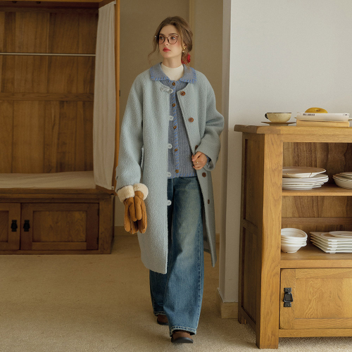SR_Scarf set casual coat_BLUE