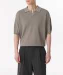 Cool Touch Slit Neck Knitted Polo Shirt [Taupe]