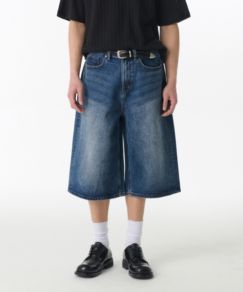 Длинные джинсовые бермуды Big Brush [Medium Indigo]