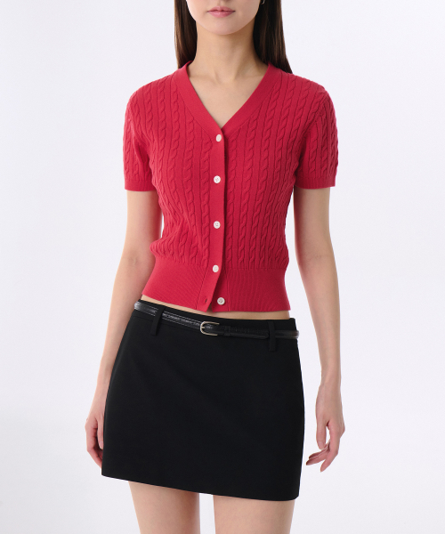 y*.様 Rosy luce ケーブルニット 半袖カーディガン レッド F MUSINSA公式 | MUSINSA STANDARD WOMAN ウィメンズケーブル半袖