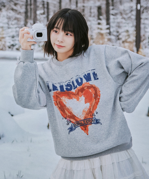 니티드() [니티드XQWER시연] 렛츠 러브 맨투맨 MELANGE GREY 상품 이미지