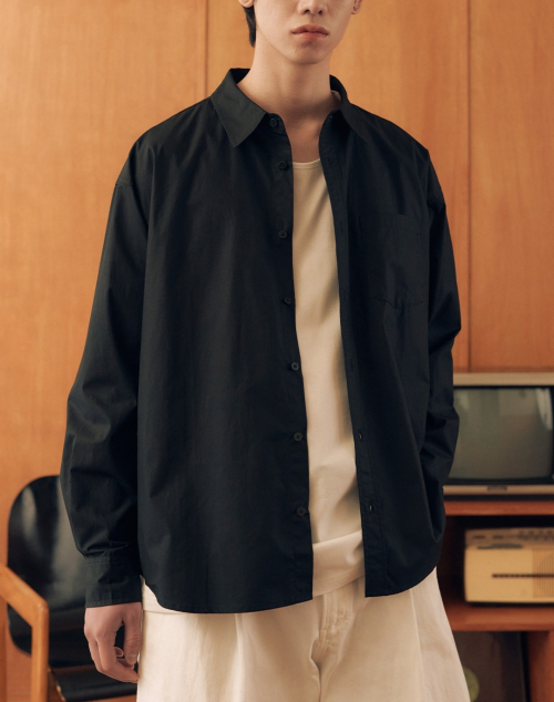 Combed Cotton рубашка плотного плетения — Black