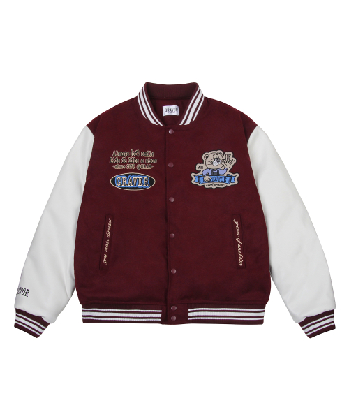 Куртка-бомбер OF Bear Varsity_Burgundy (unisex)