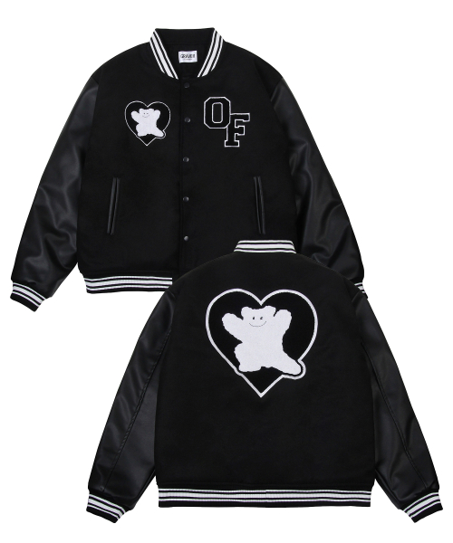 Куртка-бомбер Bear Heart Varsity Jacket (Unisex), Black