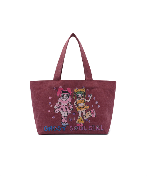 [X SOULPUSSSY CAT]GHOSTSOULGIRL TOTE BAG_BURGUNDY(NG2EFUAB50D)