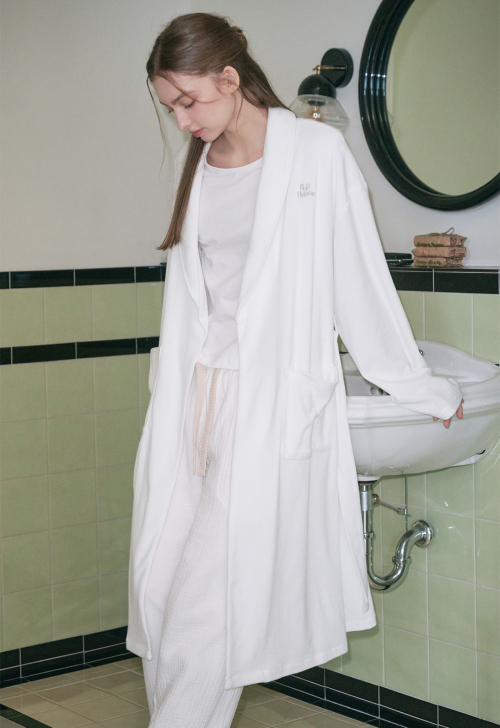 Terry Shawl Collar Robe Gown (white)