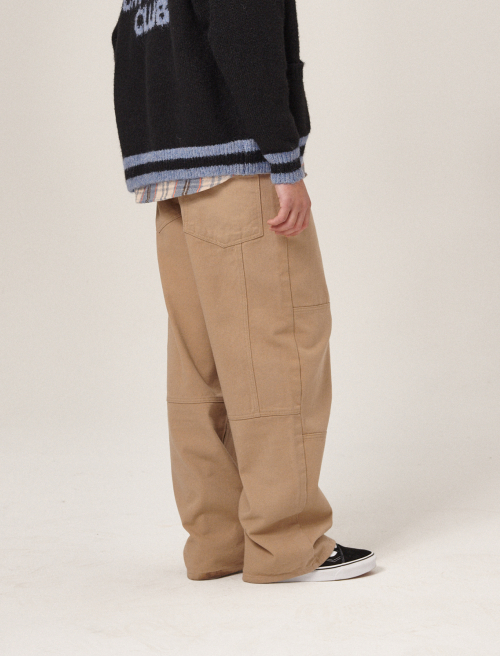 Vee Wide Cotton Pants Beige