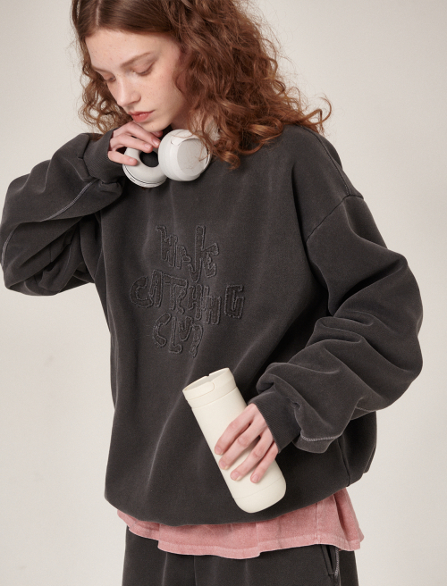 Hava Patchwork Pigment Sweatshirt Charcoal
