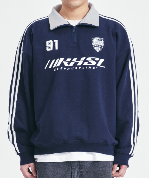 Hustle Club свитшот с полумолнией (Navy)