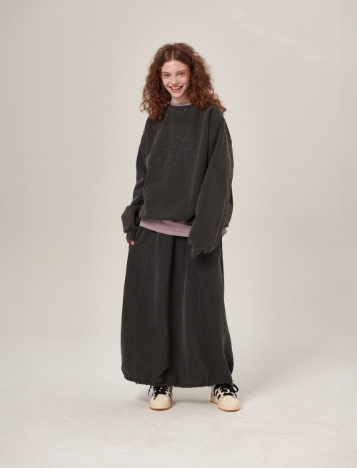 Hava Patchwork Pigment SweatShirt/Skirt Set Charcoal