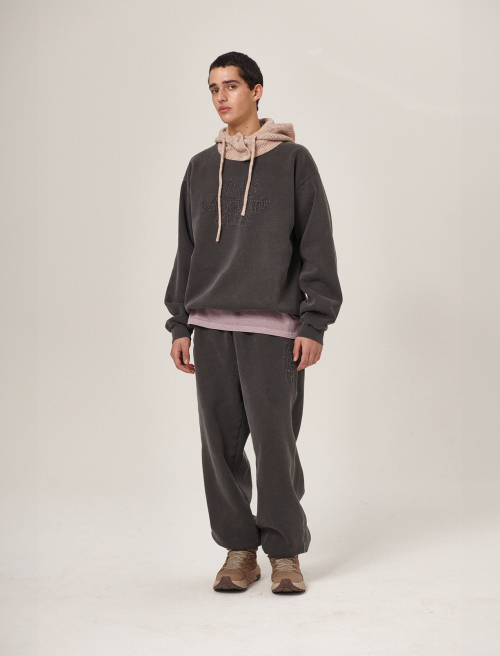 Hava Patchwork Pigment SweatShirt/Pants Set Charcoal