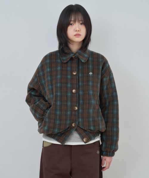 ke105-Check Jumper Blue Brown