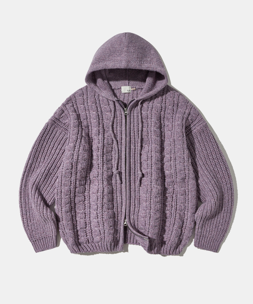 Purple Gradation Hooded Zip-Up Cardigan C9
