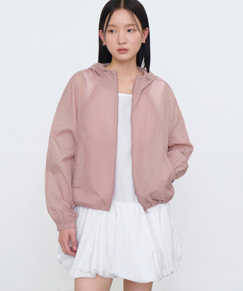 Women's Sheer Hooded Windbreaker Jacket [Rose Water] preview