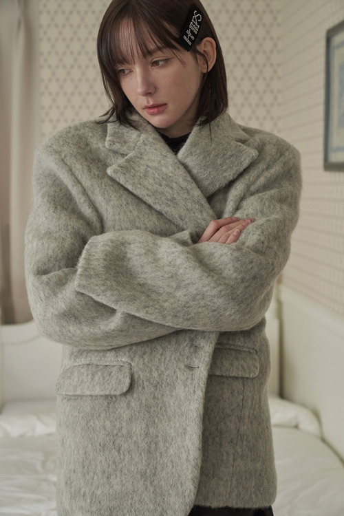 Свободный блейзер из шерсти (Grey)