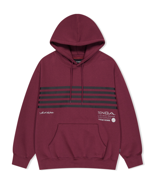 예스아이씨(YESEYESEE) Tenga x Y.E.S Stripe Hoodie Burgundy