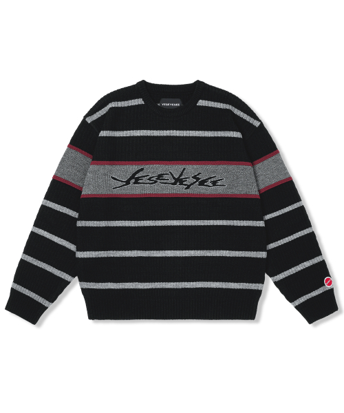 スウェット・トレーナー YESEYESEE Tenga x YES Stripe Knit Pullover Black YS243KKNPKT スウェット・トレーナー YESEYESEE Tenga x YES Stripe Knit