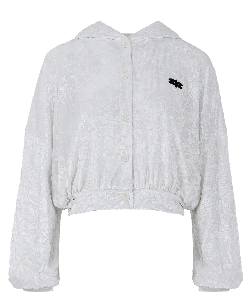 Бархатный худи-бомбер FLY HOOD JUMPER IN WHITE