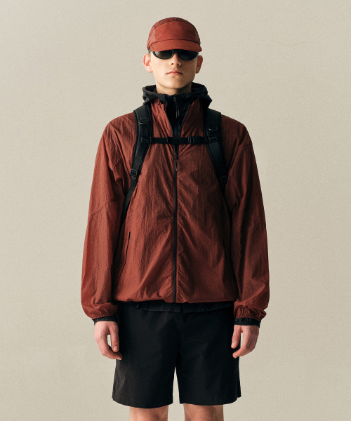CITY LEISURE HIGHNECK SHEER WINDBREAKER JACKET [ORANGE]