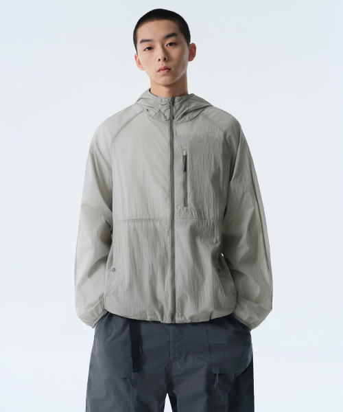 CITY LEISURE LIGHTWEIGHT PACKABLE WINDBREAKER JACKET 2 [LIGHT GREY]