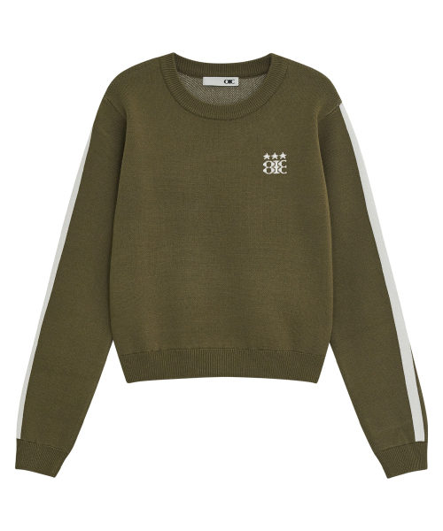 MUSINSA OIOICOLLECTION All Day Back Number Knit KHAKI