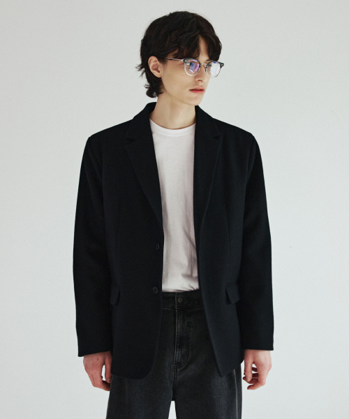Оверсайз блейзер Essential Wool на двух пуговицах Black