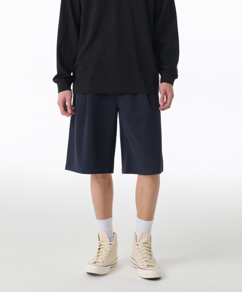 COOLTANDARD ONE TUCK BERMUDA SWEAT PANTS [NAVY]
