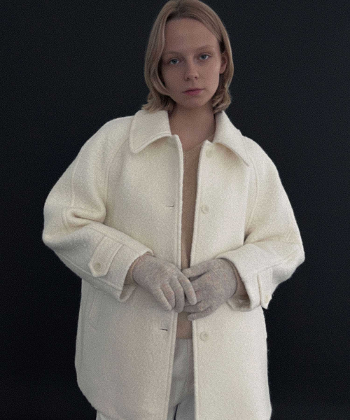 Полупальто из шерсти букле Ivory