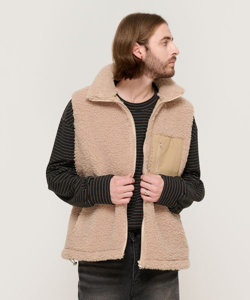 Флисовый жилет с карманами (Beige)